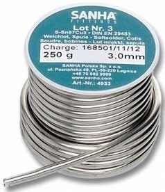 Мягкий припой Sanha Sn97Cu3 3 мм 250 гр